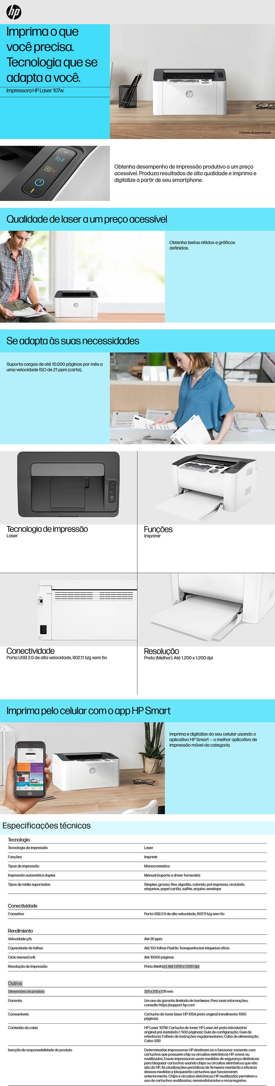 Impressora Laser Mono 107W HP