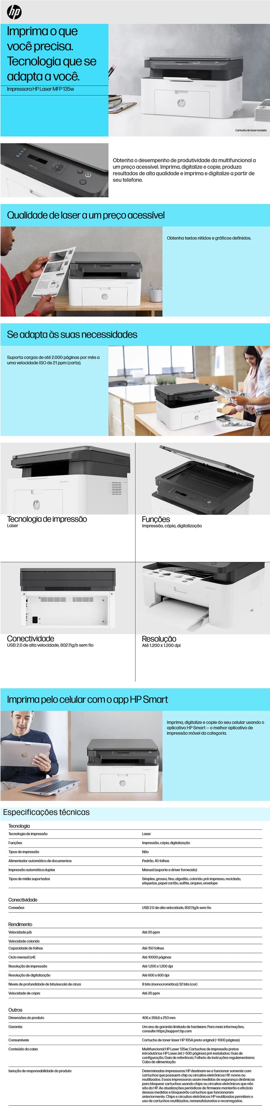 Multifuncional Laser Mono 135W HP