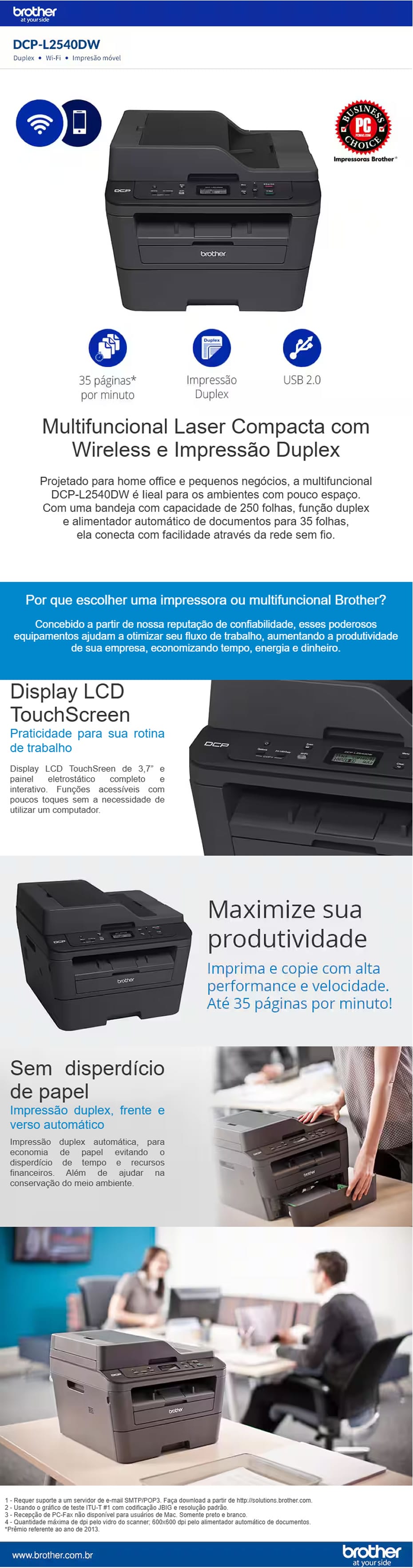 Multifuncional Laser Mono DCP-L2540DW 110V Brother