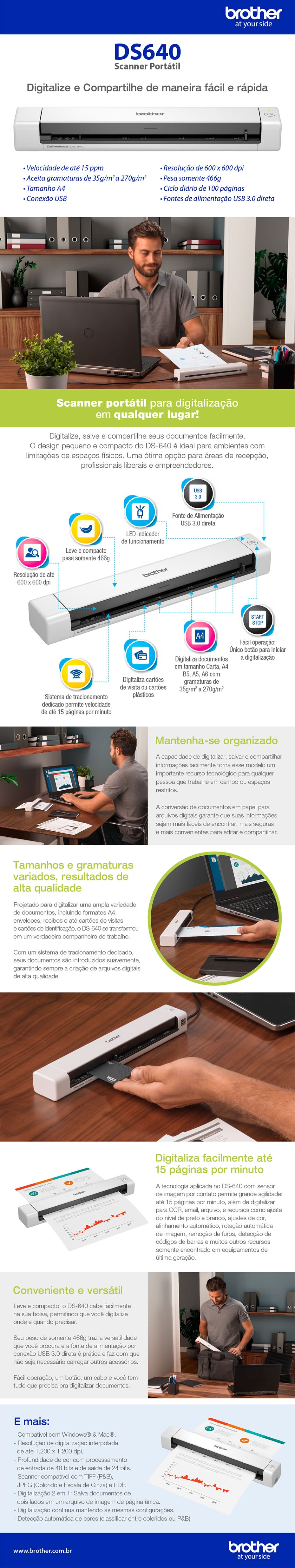 Scanner Portátil DS-640 Brother