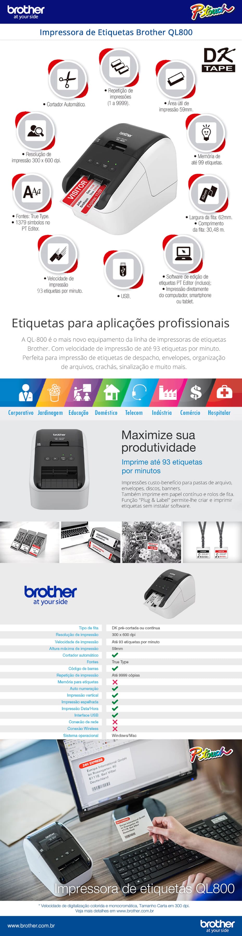 Impressora Térmica QL-800 127V Brother